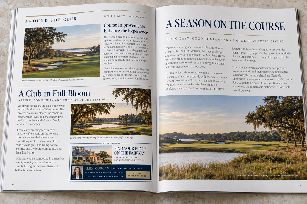 Quarter Page Ad in Country Club publication.