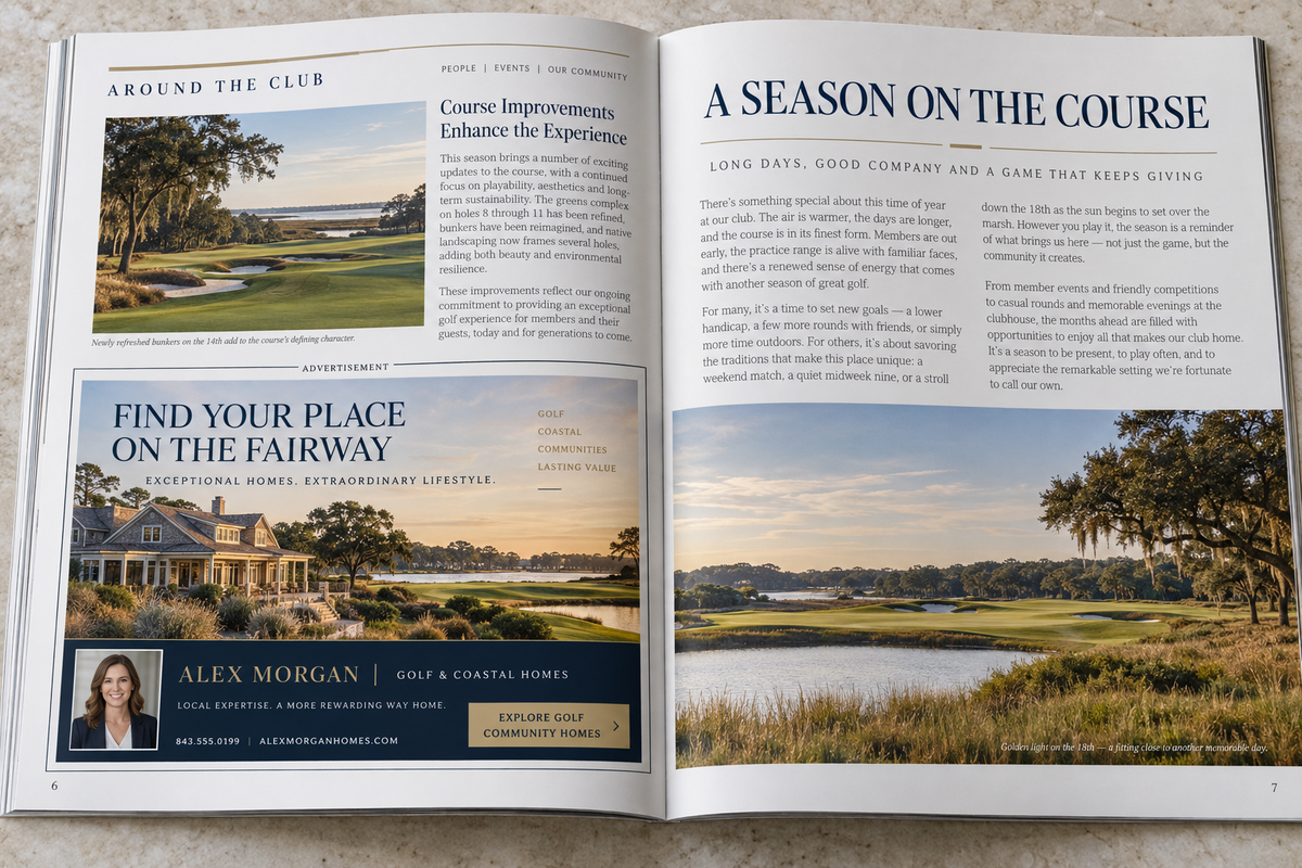 Half Page Ad in Country Club Publication